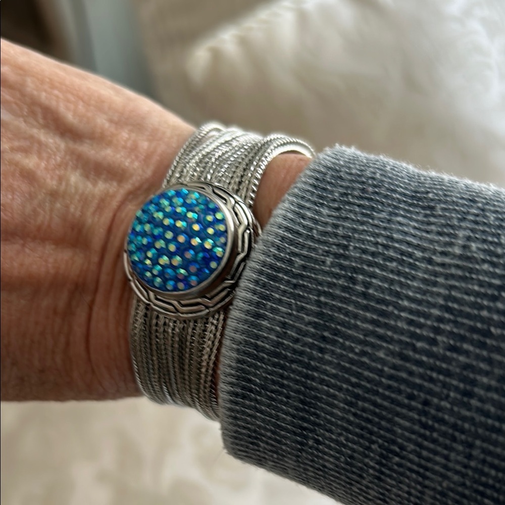 899. Silver‎ Bracelet with Blue Gemstone